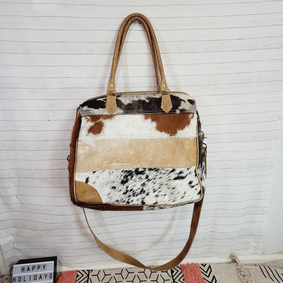 Myra Bag Handbags - MYRA BAG GENUINE LEATHER & COW HAIR SHOULDER TOTE BAG